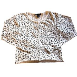 Soho Apparel Purple and White Floral Cardigan Sweater Top Medium